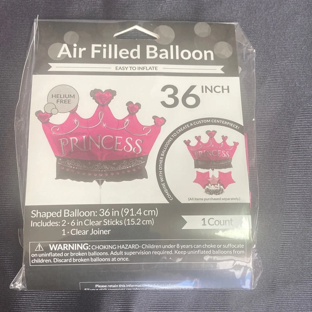 4 balloons helium free princess crown design pink 36 in blow them up your self